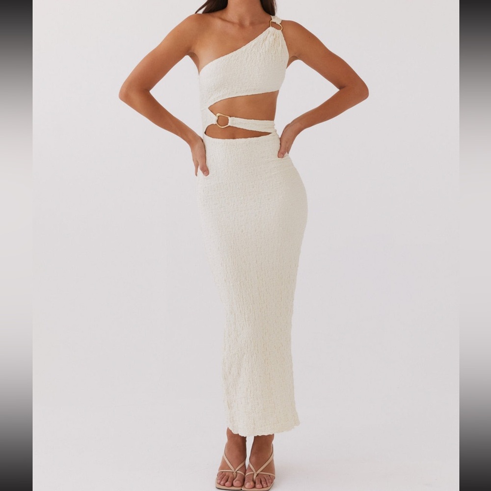Peppermayo One-Shoulder Cream Dress